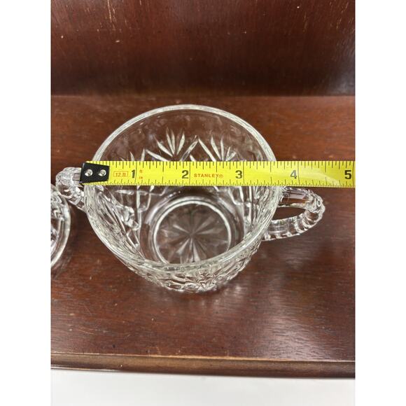 Vintage Anchor Hocking Prescut Star Pattern Sugar Dish With Handles - Picture 5 of 8